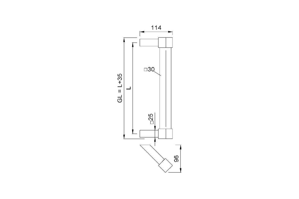 Product drawing KWS Door handlef 8029
