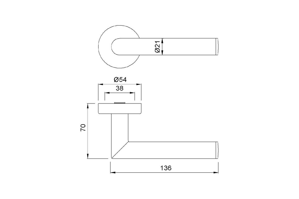 Product drawing KWS Lever handle 3C