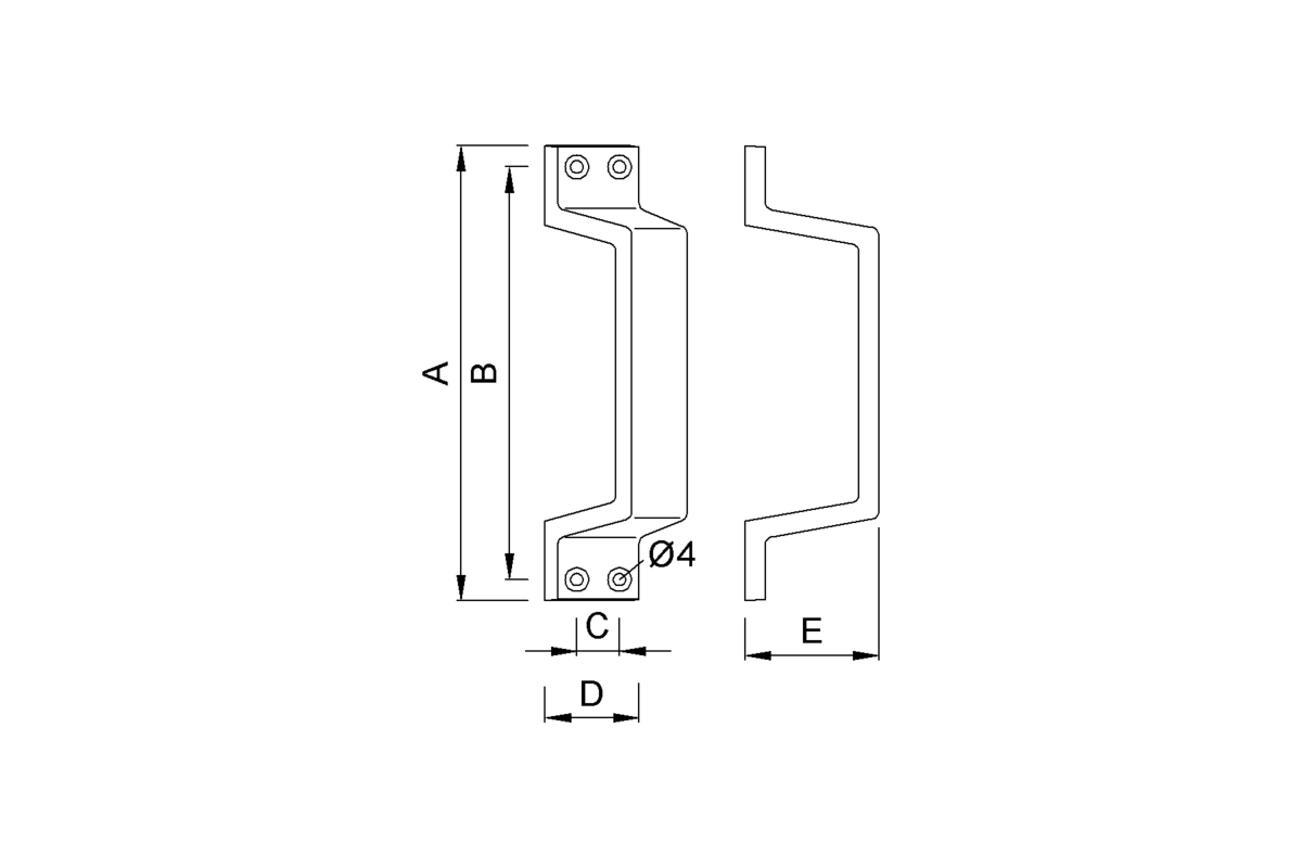 Product drawing KWS Pull handle 5315 / 5316 / 5317